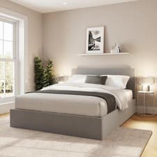 Image of Velvet End Lift Double Ottoman Gas Lift Storage Bed 135cm Charcoal Grey Graded