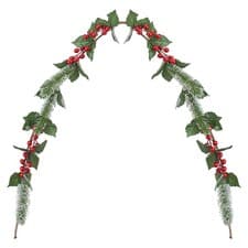 Image of Christmas Red Berry Pine Holly Garland Decoration X 1 150cm Red, Green