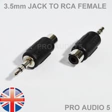Image of 2x 3.5mm Male Jack plug to RCA Phono Female Adapter MONO - Audio & Video -UK