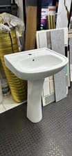 Image of Evolve 500mm Full Pedestal Basin 1 Tap Hole Modern Bathroom Square Sink