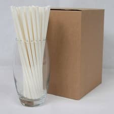Image of White Paper Straws (Ø 6mm, 200mm) - Qty 5000 - UK MADE/FSC/Food Safe - BUSINESS