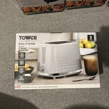 Image of Tower T20082WHT Solitaire 2 Slice Toaster, Chrome Accents, 850W, White