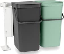 Image of Brabantia Sort n Go Waste Bin 2x16L Double Built-In Recycling Bin -Stay Open Lid