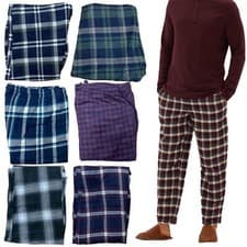 Image of M&S Mens Flannel Pyjama Trousers Check Brushed Cotton Bottoms PJ's Lounge Pants