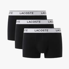 Image of Lacoste Cotton Stretch 3 Pack Trunks | Black | S, M, L, XL