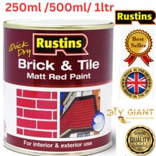 Image of Rustins Quick Dry Brick and Tile Matt Red Paint Interior Exterior Use 250/500/1L