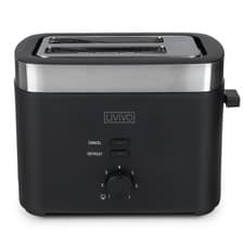 Image of LIVIVO 2 Slice Toaster Black White Wide Slot Toaster 7 Browning Settings