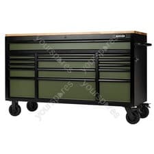 Image of BUNKER® 15 Drawer Workbench Roller Tool Cabinet, 61", Green