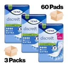 Image of 60 TENA LADY EXTRA DISCREET Incontinence Absorbent Pads for Women 3 x 20 Pack