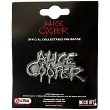 Image of Alice Cooper silver logo pin badge