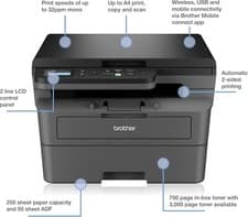 Image of BROTHER DCP-L2620DW 3-in-1 Mono Laser Printer |Print, copy scanAutomatic 2-side