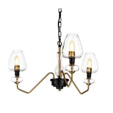 Image of 3 Bulb Pendant Light Fitting Aged Brass Finish Charcoal Black Paint LED E14 40W