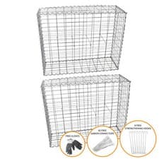 Image of Gabion Baskets Stone Wire Cages Outdoor Mesh Planter / 100 x 95 x 30cm / 2 Pack