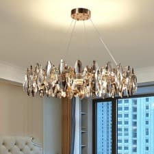 Image of K9 Crystal Raindrop Chandelier Gold Ceiling Pendant Light for Living Room 60CM