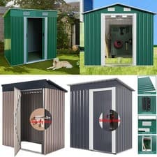 Image of 8 X 4 Garden Shed Metal Pent Roof Outdoor Tool Storage WITH FREE BASE NEW