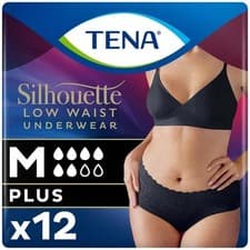 Image of TENA Silhouette Incontinence Pants Plus Low Waist Black Medium, 2 Packs of 12