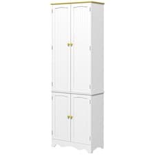 Image of HOMCOM Freestanding Kitchen Cupboard 4-Door Storage Cabinet w/ 4 Shelves, White