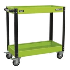 Image of Sealey Workshop Trolley 2-Level Heavy-Duty - Hi-Vis Green