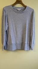 Image of NEXT Petite Blue Marl Sweatshirt - Puff Sleeve Jumper size L