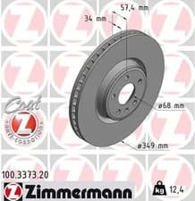 Image of 2x Brake disc internally vented 100.3373.20 ZIMMERMANN for AUDI VW