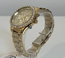 Image of michael kors mk6977 layton gold tone crystal pave 42mm ladies chronograph watch