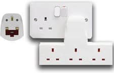 Image of 3 Way Plug Adapter UK Multi Plug Extension 13A Wall Socket Surge Protector 250V