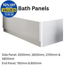 Image of Modern High Gloss White Acrylic Bath Panel Bathroom Front Side End Many Sizes