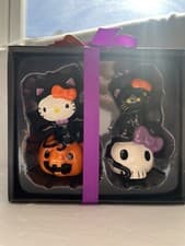 Image of Hello Kitty Halloween Salt and Pepper Shakers Pumpkin and Skull