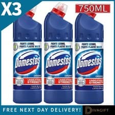 Image of 3 x DOMESTOS UNSTOPPABLE UNBEATABLE STRENGTH ORIGINAL THICK BLEACH 750ML 3 PACK
