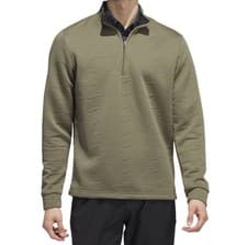 Image of Adidas Golf Men's DWR 3-Stripe Textured 1/4-Zip Golf Pullover Size 2XL Olive NWT