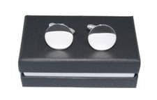 Image of Sterling Silver Plain Flat Round Cufflinks 18.5mm