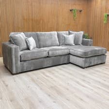 Image of ‘Chelsea’ Corner Sofa Grey Derwent Soft Weave Fabric Right Hand Facing Open End