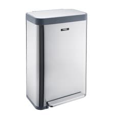 Image of Kitchen Rubbish Waste Bin Recycling Wide Single Pedal Removable Inner 65L Silver