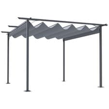 Image of Outsunny 3.5x3.5m Pergola Metal Gazebo Backyard Porch Awning Retractable Canopy