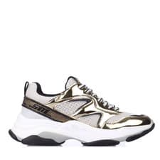 Image of STEVE MADDEN Womens White & Gold Medallist 2 Trainers UK 5 BRAND NEW Ref 1882