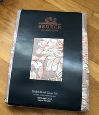 Image of Bedeck of Belfast Kassi DOUBLE Duvet Cover Set Blush Pink Cotton RRP £75.00