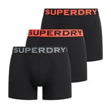 Image of Superdry Boxer Shorts 3 Pack Underwear Mid Length Triple Pack Black Orange