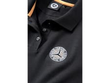 Image of Mercedes Benz Original Women's Polo Shirt short Sleeve Slim Fit Black Gold