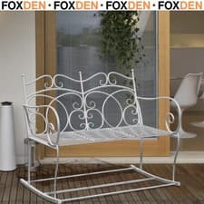 Image of Patio 2 Seater Rocking Bench Steel Garden Outdoor Garden Loveseat Chair White