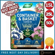 Image of CONTAINER HANGING BASKET COMPOST SOIL FOR PLANTING MIX PEAT FREE 25L 40L 50L NEW