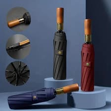 Image of Cedar® 32/24ribs Automatic Wood handle Storm-resistant Large Umbrella Folding