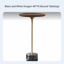 Image of Nordic Wood Side Table with Marble Base