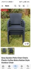 Image of 3 Garden Patio Chairs Coffee Bistro Set Rattan Style Grey Outdoor Furniture