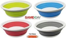 Image of Collapsible Round Bowl Wash Basin Small Space Saving Camping Washing Up 37cm 4L