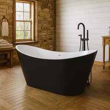 Image of 1600mm x 780 Matt Black Freestanding Slipper Bath – Modern Matt & White Acrylic