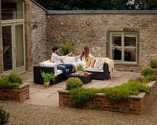 Image of Rattan Direct Florida 6 Piece Corner Sofa Set in Black and Vanilla RRP £1089