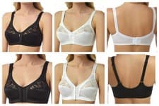 Image of B4 Marlon Front & Back Fastening Lace Non Wired Full Cup Bra UK Sizes 34-48 B-DD