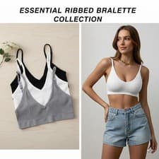 Image of Women Seamless Wireless Bra Soft Comfort Bralette Adjustable Strap UK