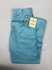 Image of Dickies Work Trousers Mens 38R Green Redhawk Large BNWT Pleated Pants Logo USA