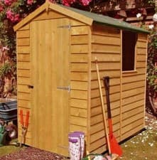 Image of 6x4 WOODEN GARDEN SHED APEX ROOF FLOOR DOOR WINDOW WOOD TOOL BIKE STORE 6ft 4ft